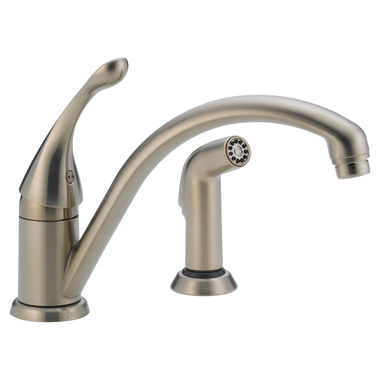 Click here to see Delta 441-SS-DST Delta Collins Single Handle Kitchen Faucet w/ Side Spray, Stainless - 441-SS-DST