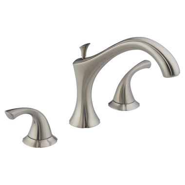 Click here to see Delta T2792-SS Delta Addison Two-Handle Roman Tub Faucet Trim, Arc Spout, Lever Handles, ADA, Stainless - T2792-SS