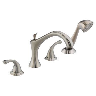 Click here to see Delta T4792-SS Delta T4792-SS Addison Roman Tub Faucet w/ Spray, Stainless