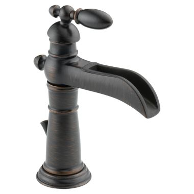 Click here to see Delta 554LF-RB Delta Victorian Channel Spout Venetian Bronze Lavatory Faucet with PVD Channel Liner, Metal Pop-Up, 1.2 GPM, Single-Handle, Lever Handle - 554LF-RB