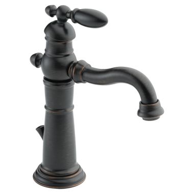 Click here to see Delta 555LF-RB Delta Victorian Hook Spout Venetian Bronze Lavatory Faucet, Metal Pop-Up, 1.2 GPM, Single-Handle, Lever Handle - 555LF-RB