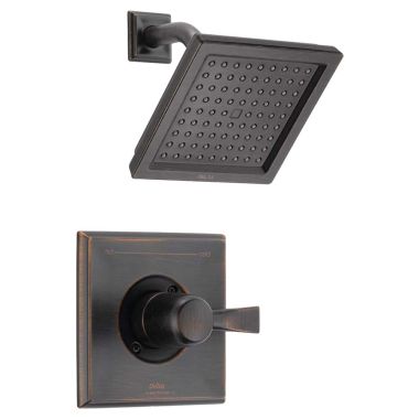 Click here to see Delta T14251-RB Delta Dryden Monitor 14 Series Single-Handle Shower Faucet with Single-Setting Rain Showerhead, 2.5 GPM, Lever Handle, Venetian Bronze - T14251-RB