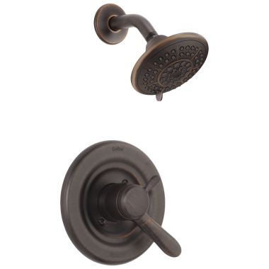 Click here to see Delta T17238-RB Delta Lahara Monitor 17 Series 5-Setting Raincan Shower Faucet with Volume Control, Two Lever Handles, 1.75 GPM, ADA, Venetian Bronze - T17238-RB
