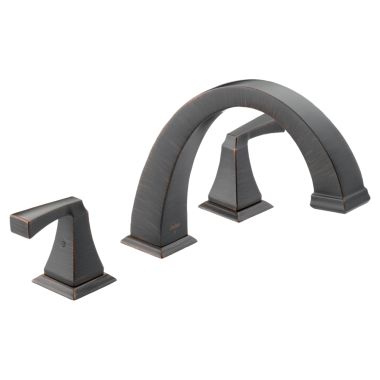 Click here to see Delta T2751-RB Delta Dryden Two-Handle Roman Tub Faucet Trim, Arc Spout, Lever Handles, ADA-Compliant, Venetian Bronze - T2751-RB