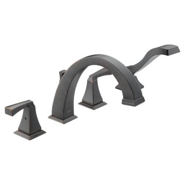 Click here to see Delta T4751-RB Delta Dryden Two-Handle Roman Tub Faucet Trim with 1.75 GPM Single-Setting Hand Shower, Touch-Clean, Arc Spout, Lever Handles, Venetian Bronze - T4751-RB