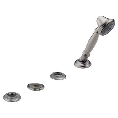 Click here to see Delta T4778-SSLHP Delta Leland Two-Handle Roman Tub Faucet Trim with 1.75 GPM Single-Setting Hand Shower, Low Arc Spout, Less Handles, Stainless - T4778-SSLHP