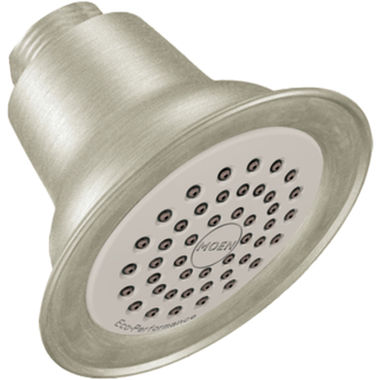 Click here to see Moen 6303EPBN Moen Easy Clean XLT 3-1/2in Single-Function Wall-Mount Shower Head, Round, LifeShine, Eco-Performance, WaterSense Certified, 1.75 GPM, Brushed Nickel - 6303EPBN