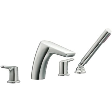 Click here to see Moen T987 Moen T987 Two Handle Low Arc Roman Tub Faucet With Handheld Shower