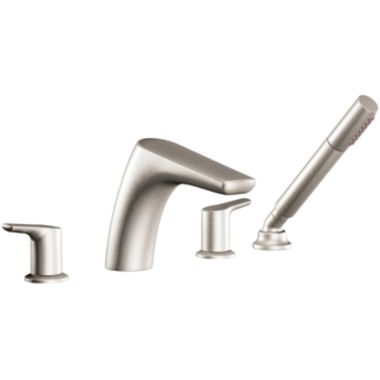 Click here to see Moen T987BN Moen T987BN Two Handle Low Arc Roman Tub Faucet With Handheld Shower