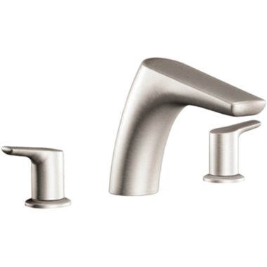 Click here to see Moen T986BN Moen Method Two-Handle Roman Tub Faucet Trim, Low Arc Spout, Lever Handles, M-PACT, Brushed Nickel - T986BN