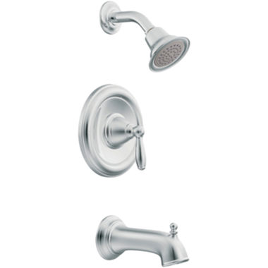Click here to see Moen T62153EP Moen Brantford Posi-Temp Tub/Shower Faucet, 1.75 GPM, 1-Function, Single Lever Handle, M-PACT, Eco-Performace, Bulk Pack, Chrome - T62153EP