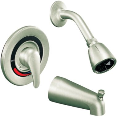 Click here to see Cleveland Faucet 40311VBN CFG Cornerstone Pressure Balancing Volume Control Tub/Shower Faucet Slip Fit Tub Spout, 2.5 GPM, Single Lever Handle, Brushed Nickel - 40311VBN