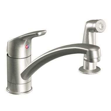 Click here to see Cleveland Faucet CA42513CSL Moen CFG CA42513CSL Baystone Single Handle Kitchen Faucet w/ Side Spray, Classic Stainless