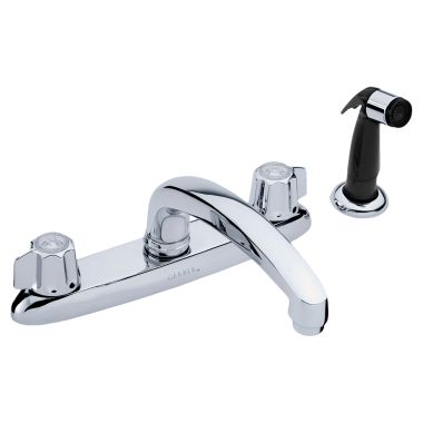 Click here to see Gerber G0042216 Gerber Classics Two Handle Kitchen Faucet w/ Side Spray, Mini Blade Handles, Chrome - 42-216