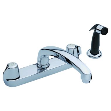Click here to see Gerber G0042516 Gerber Classics Two Handle Kitchen Faucet w/ Side Spray, Mini Blade Handles, Chrome - 42-516