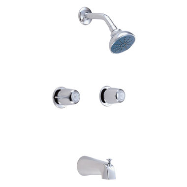 Click here to see Gerber G0048721 Gerber Classics Two-Handle Tub/Shower Faucets with Single-Function Showerhead, 2.0 GPM, Metal Handles, 8
