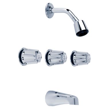 Click here to see Gerber 07-47-130-83 Gerber 07-47-130-83 Classics Three Handle Tub and Shower Fitting, 11-Inch Centers, Chrome