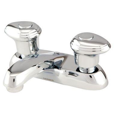 Click here to see Gerber G0053100 Gerber Gerber Hardwater Two-Handle Centerset Chrome Lavatory Bathroom Faucet, Less Drain, 1.2 GPM, Three-Hole Installation - 53-100