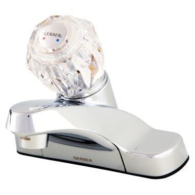 Click here to see Gerber 40-128-W Gerber Maxwell SE Single Handle Chrome Bathroom Faucet, 1.2 GPM, Three-Hole Installation, Washerless, Acrylic Knob, Less Drain, ADA - 40-128-W