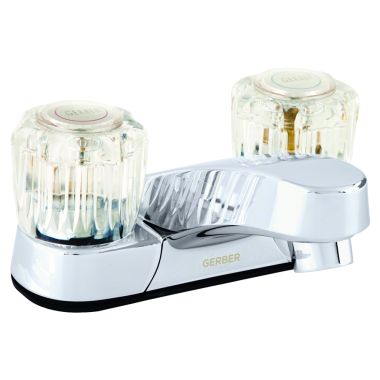 Click here to see Gerber 43-190-W Gerber Maxwell SE Two-Handle Centerset Chrome Bathroom Faucet, Less Drain, Acrylic Knobs, Washerless, 1.2 GPM, Three-Hole Installation - 43-190-W