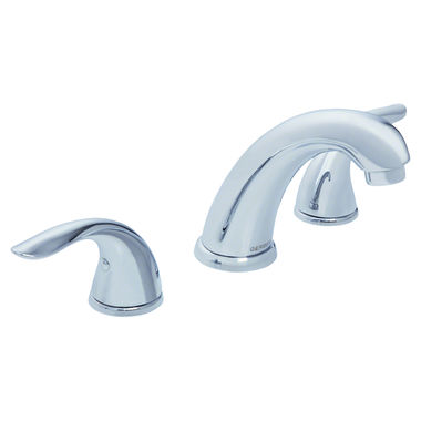 Click here to see Gerber 43-374 Gerber Viper Two-Handle Widespread Chrome Bathroom Faucet with Plastic Touch Down Drain, 1.2 GPM, WaterSense, Lever Handle, Three-Holes - 43-374
