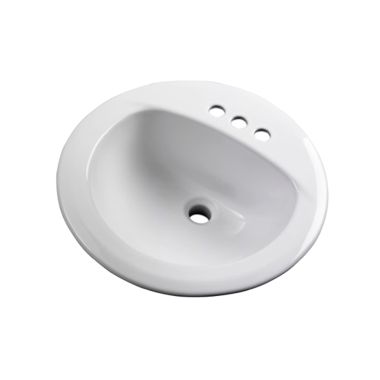 Click here to see Gerber 12-884-CH Gerber Maxwell Round Self-Rimming Bathroom Sink, 19-1/4in, 3-Hole, 4in Centers, Vitreous China, White - 12-884-CH