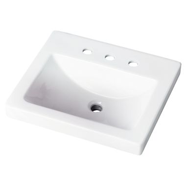 Click here to see Gerber 12-899 Gerber Wicker Park Self-Rimming Bathroom Sink, 20-1/8in x 17-3/4in, 3-Hole, 8in Centers, White - 12-899