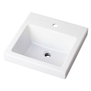 Click here to see Gerber 13-821 Gerber Wicker Park Self-Rimming Bathroom Sink, 18-1/8in x 18-1/8in, 1-Hole, Vitreous China, White - 13-821