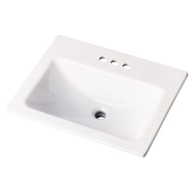 Click here to see Gerber 13-894 Gerber Wicker Park Self-Rimming Bathroom Sink, 18-1/4in x 10-7/8in, 3-Hole, 4in Centers, Vitreous China, White - 13-894