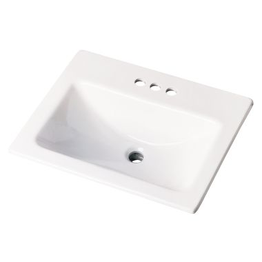 Click here to see Gerber 13-898 Gerber Wicker Park Self-Rimming Bathroom Sink, 18-1/4in x 10-7/8in, 3-Hole, 8in Centers, Vitreous China, White - 13-898