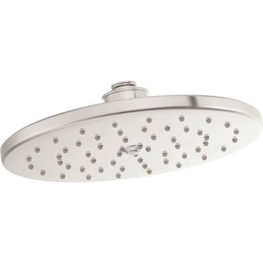 Click here to see Moen S112NL Moen Waterhill 10in Single-Function Rainshower Shower Head, Immersion Technology, LifeShine, 2.5 GPM, Self-Pressurizing, Polished Nickel - S112NL