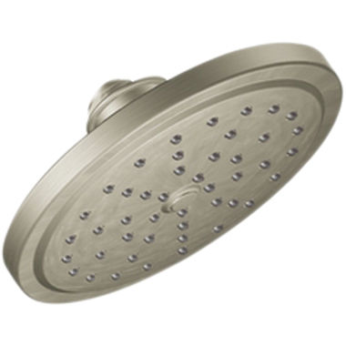 Click here to see Moen S176BN Moen 6-3/4in Single-Function Rainshower Shower Head, Round, Immersion Technology, LifeShine Finish, 2.5 GPM, Self-Pressurizing, Brushed Nickel - S176BN