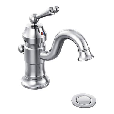 Click here to see Moen S411 Moen S411 ADA Bath Sink Faucet with Drain Assembly Single Lever Handle, Chrome 
