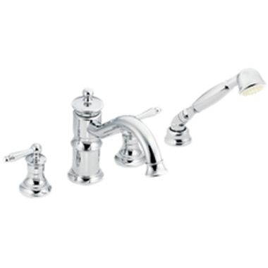 Click here to see Moen TS213 Moen TS213 Waterhill Roman Tub Faucet Trim with Handshower in Chrome