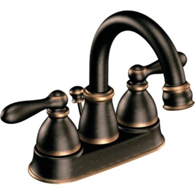 Click here to see Moen CA84667BRB Moen Caldwell Mediterranean Bronze Centerset Bathroom Faucet, WaterSense, Three-Hole Installation, Two-Lever Handles - CA84667BRB