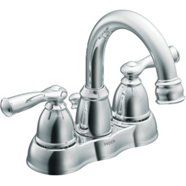 Click here to see Moen CA84912 Moen Banbury Two-Handle High Arc Chrome Centerset Bathroom Faucet with Plastic Pop-Up, 1.5 GPM, ADA Lever Handle, Three-Hole - CA84913