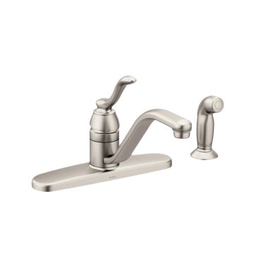 Click here to see Moen 7051SRS Moen Banbury Single-Handle Kitchen Faucet w/ Side Spray, Spot Resist Stainless - 7051SRS