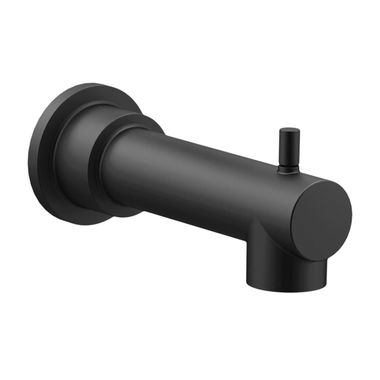 Click here to see Moen 172656BL Moen Align 7-1/8-inch Wall Mounted Matte Black Tub Spout with Pull-Up Diverter, 1/2-inch Connection Size, Slip Fit - 172656BL