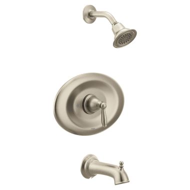 Click here to see Moen T2157EPBN Moen Brantford Posi-Temp Tub/Shower Faucet, 1.75 GPM, 1-Function, Single Lever Handle, M-PACT, Brushed Nickel - T2157EPBN