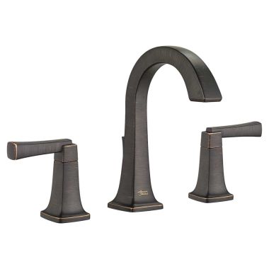 Click here to see American Standard 7353.801.278 American Standard Townsend Two-Handle High-Arc Widespread Legacy Bronze Bathroom Faucet, Metal Lever Handles, 1.2 GPM, WaterSense - 7353.801.278