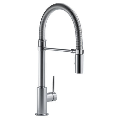 Click here to see Delta 9659-AR-DST Delta Trinsic Pro Single-Handle Arctic Stainless Pull-Down Kitchen Faucet with Spring Spout, 1.8 GPM, Lever Handle, Diamond Seal Technology, ADA - 9659-AR-DST