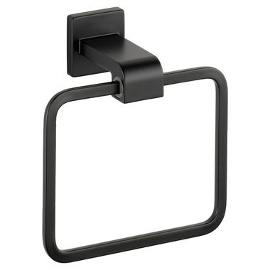 Click here to see Delta 77546-BL Delta Ara 7in Square Wall Mounted Towel Ring with Mounting Hardware, Matte Black - 77546-BL