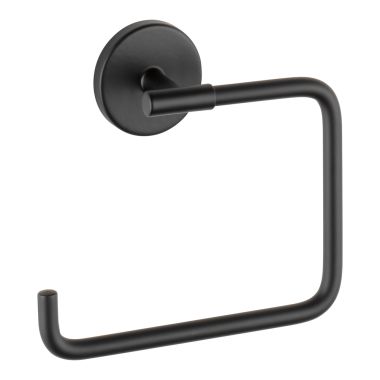 Click here to see Delta 759460-BL Delta Trinsic 6in Square Wall Mounted Towel Ring with Mounting Hardware, Matte Black - 759460-BL