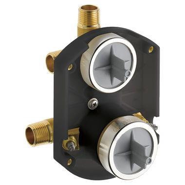 Click here to see Delta R22000-WS Delta R22000-WS MultiChoice Universal Shower Rough-In w/ Integrated Diverter Valve, Stops, Universal Inlets/Outlets