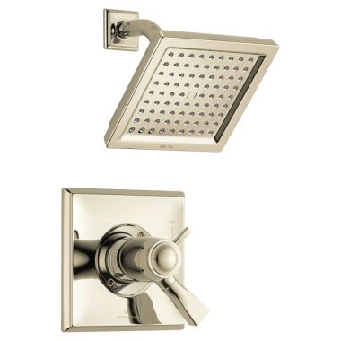 Click here to see Delta T17T251-PN-WE Delta Dryden TempAssure 17T Series Two-Handle Shower Faucet with Single-Setting Rain Showerhead, 1.75 GPM, Lever Handles, Polished Nickel - T17T251-PN-WE