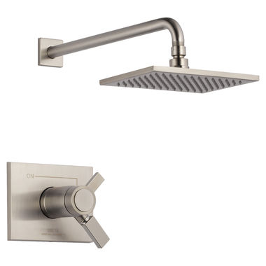 Click here to see Delta T17T253-SS-WE Delta Vero TempAssure 17T Series Single-Setting Rain Shower Faucet with Volume Control, 1.75 GPM, Two Lever Handles, ADA, Stainless - T17T253-SS-WE
