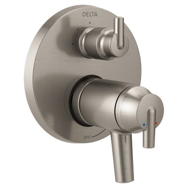 Click here to see Delta T27T859-SS Delta Contemporary TempAssure 17T Series Two-Handle Valve Trim w/ 3-Function Diverter, Lever Handles, Stainless Steel - T27T859-SS