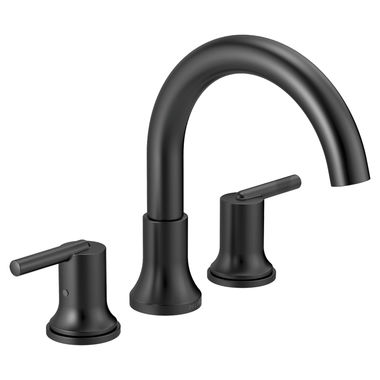Click here to see Delta T2759-BL Delta Trinsic Two-Handle Roman Tub Faucet Trim, High Arc Spout, Lever Handles, ADA-Compliant, Matte Black - T2759-BL