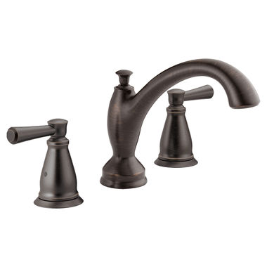 Click here to see Delta T2793-RB Delta Linden Two-Handle Roman Tub Faucet Trim, Arc Spout, Lever Handles, ADA-Compliant, Venetian Bronze - T2793-RB