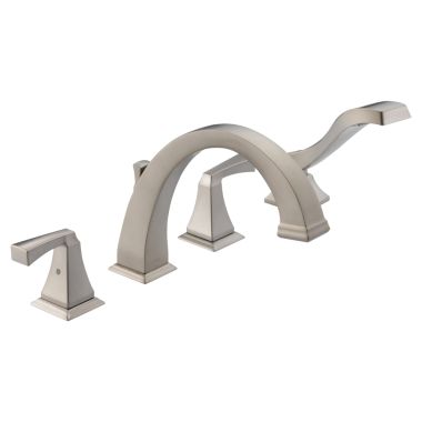 Click here to see Delta T4751-SP Delta T4751-SP SpotShield Stainless Roman Tub Faucet w/ Spray